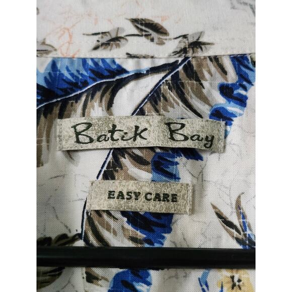 Batik Bay Rayon XL Hawaiian Button Up Car Classic Blue Palm - Picture 3 of 6